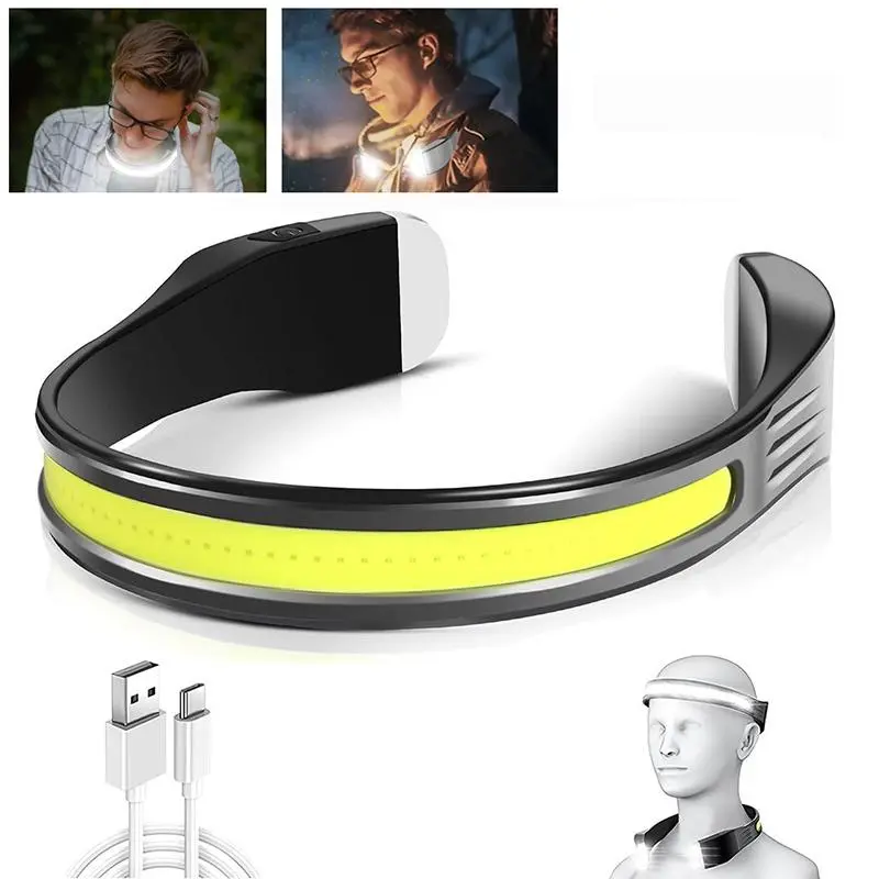 1PC COB Headlamp, USB Rechargeable Headlamp, Waterproof Headlamp for Outdoor Camping, Running, Hiking, Repairing Work