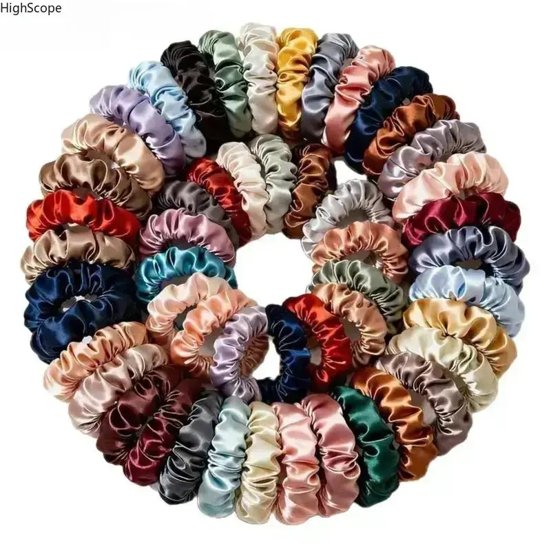 19 Pcs Satin Scrunchies Set - Multi Color Hair Ties for Women, Soft Hair Scrunchies for Ponytails and Messy Buns