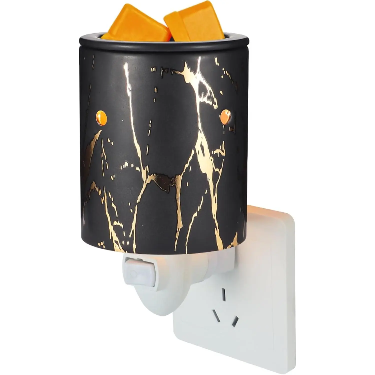 Black Porcelain Electric Plug-In Wax Warmer, Aroma Scented Wax Melt Warmer, Home Fragrance Decor Gift for Women