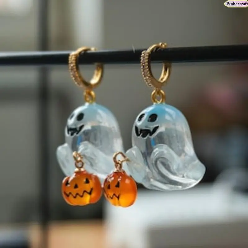 Halloween Earrings for Women, Cute Pumpkin & Ghost Dangle Earrings, Aesthetic Spooky Season Charm Jewelry, Lightweight Drop Earrings with Fun Halloween Designs, Fall Accessories for Costume Parties, Daily Outfits & Holiday Gifts