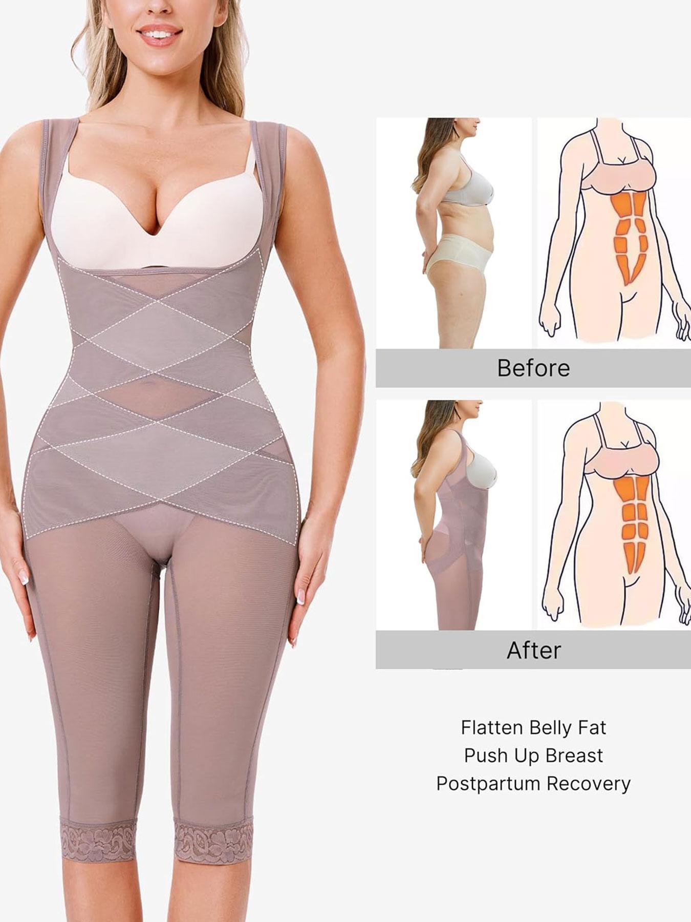 Women's Solid Contrast Mesh Sheer Open Bust Compression Body Shaper Shapewear Jumpsuit, Casual High Stretch Tummy Control Butt Lift Shaper, Ladies Shapewear for All Seasons halloween