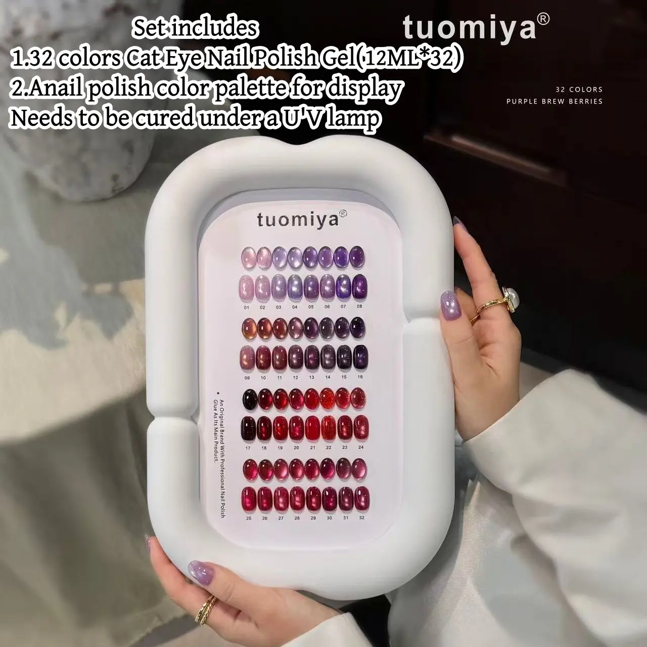 32 Color Cat Eye Gel Polish Set, Autumn Winter Colors, Rich Nail Art Gel, Includes Color Palette, Perfect Gift