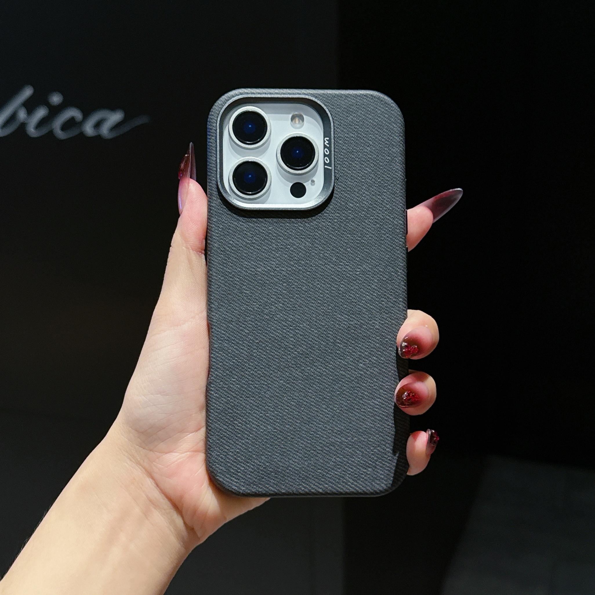 Luxury Denim Texture Leather Case with Magnetic for iPhone 16 Pro Max 15 Pro, Anti-Slip Slim Shockproof Protective Cover for Men Women