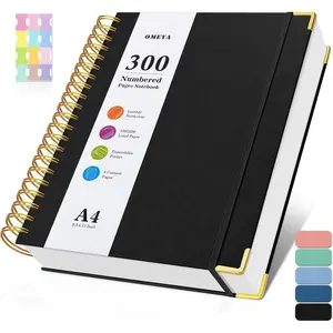 8.5" x 11" Spiral Notebook, 300 Numbered Pages College Ruled with Contents, 100GSM Thick Hardcover Leather Lined Journal, Large A4 Notebook for Writing Work School for Women Men