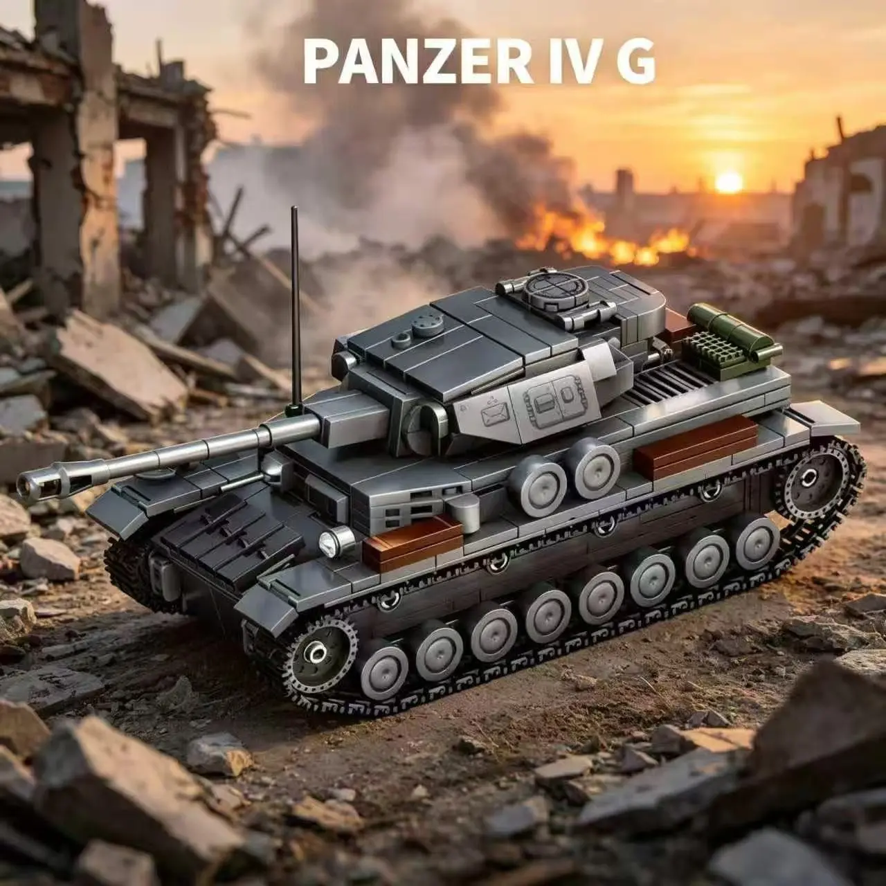 Four Tank Building Blocks Set, Military Fighter Vehicle, Stable Design, Multiple Moving Parts, Smooth Movement, Creative Model, Gift Toy