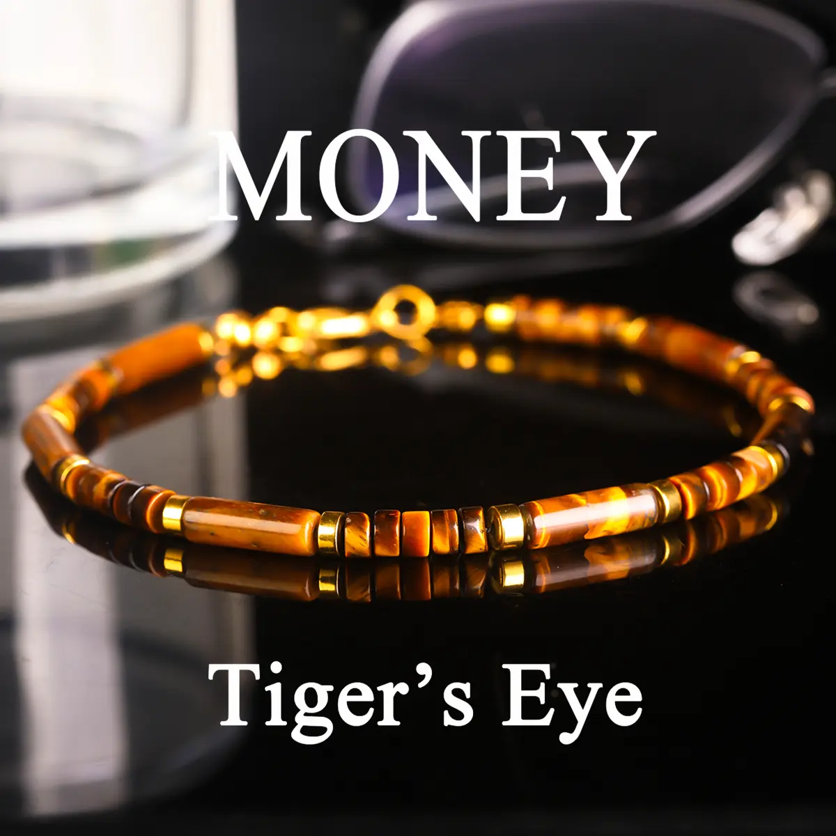Casual Cylindrical Green Tiger'S Eye Bead Bracelet, a Jewelry That Attracts Wealth, Abundance, And Prosperity. Suitable for Daily Wear by Both Men And Women