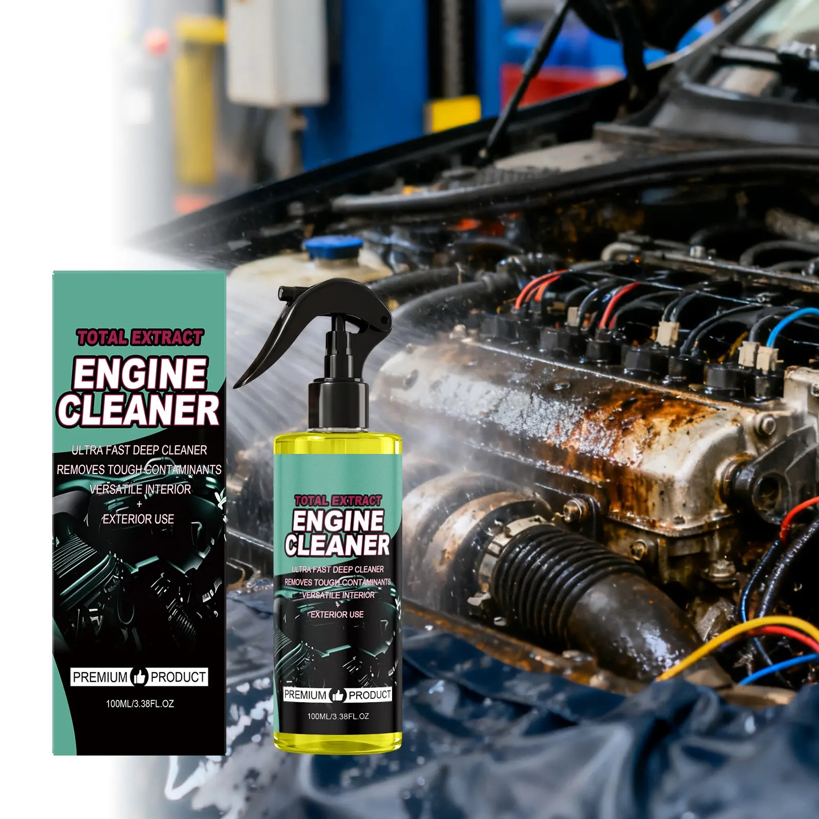 Engine Cleaner for Car Engine Bay, Removes Oil Stains and Carbon Buildup, Daily Maintenance Cleaning Agent, DIY Engine Cleaning, Renovation and Care Solution