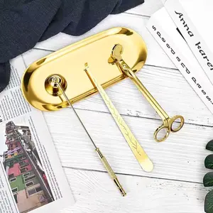 Candle Snuffer Set, Stainless Steel Candle Extinguisher Tray, Aromatherapy Candle Tools, 4-Piece Gift Set, Essential Candle Accessories