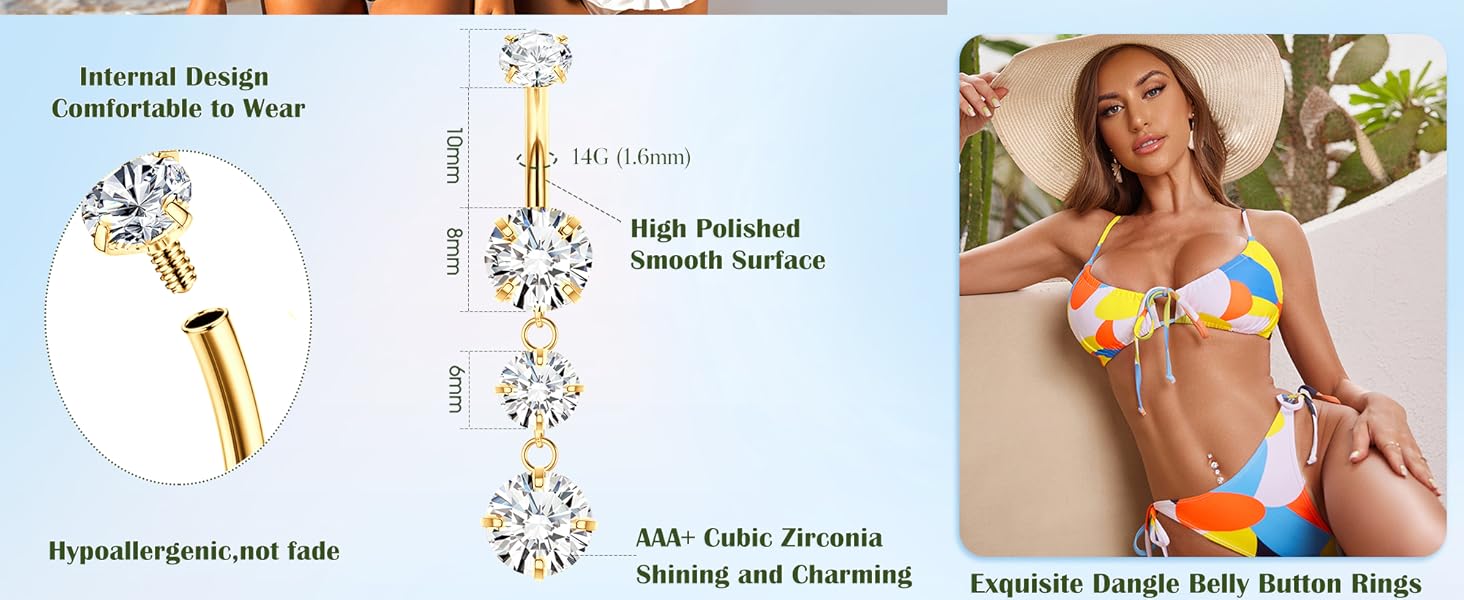 LOLIAS 5pcs Gold Belly Button Ring - 14G Surgical Stainless Steel Belly Rings Hypoallergenic Clicker Belly Button Piercings for Women CZ Dangle Belly Button Rings Navel Piercing Pack Silver/Gold LOLIAS 5pcs Gold Belly Button Ring - 14G Surgical Stainless Steel Belly Rings Hypoallergenic Clicker Belly Button Piercings for Women CZ Dangle Belly Button Rings Navel Piercing Pack Silver/Gold