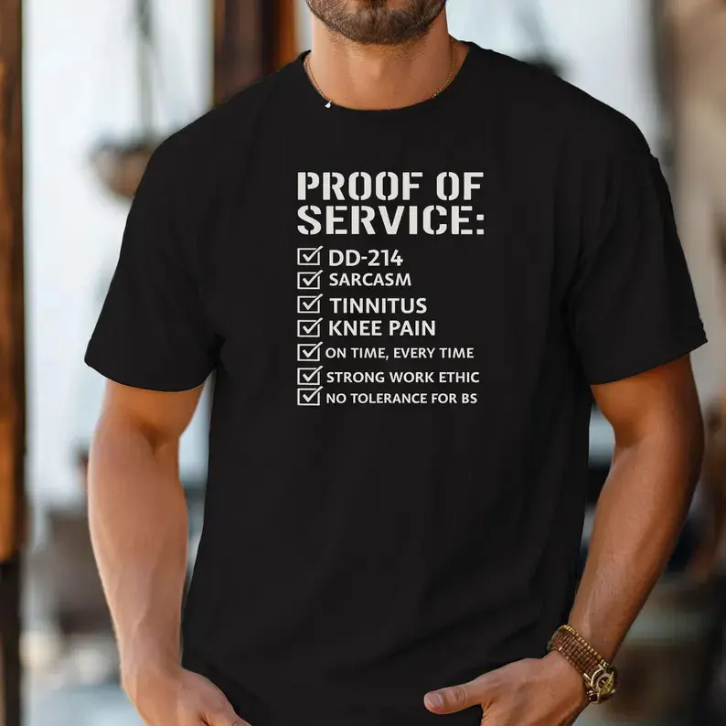 Military Proof of Service T-Shirt, DD-214 Veteran Checklist Tee