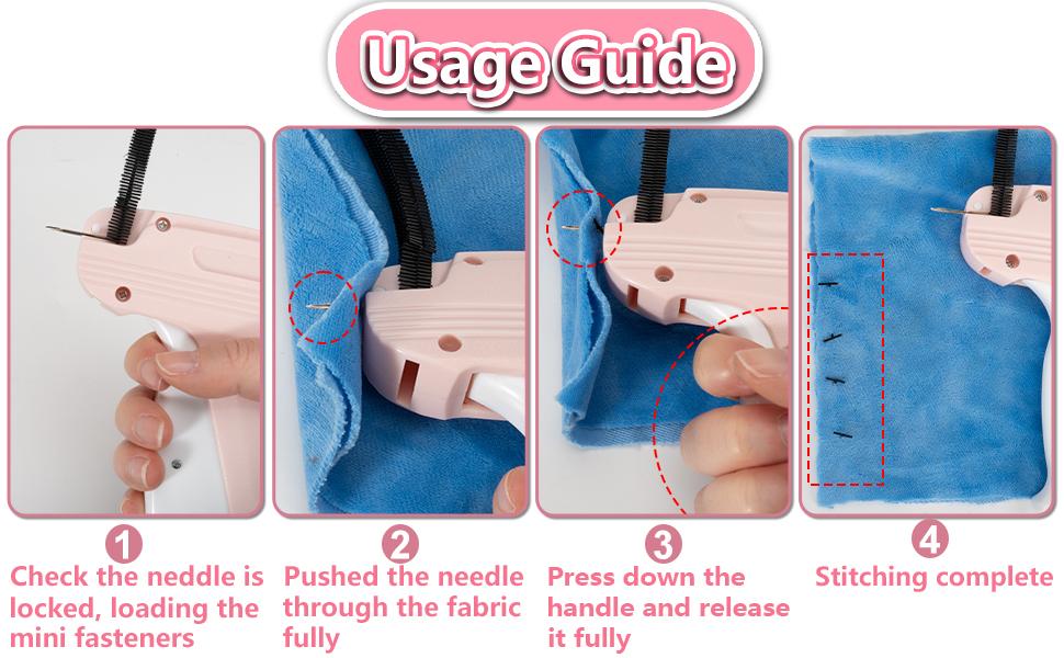 Mini Gun for Clothes, Mini Clothing Stitcher Sewing Gun with Case, Speedy Clothing Quick Gun Stitchy Fixer, Tagging Gun Kit with 5000 and 6 Needles, Pink