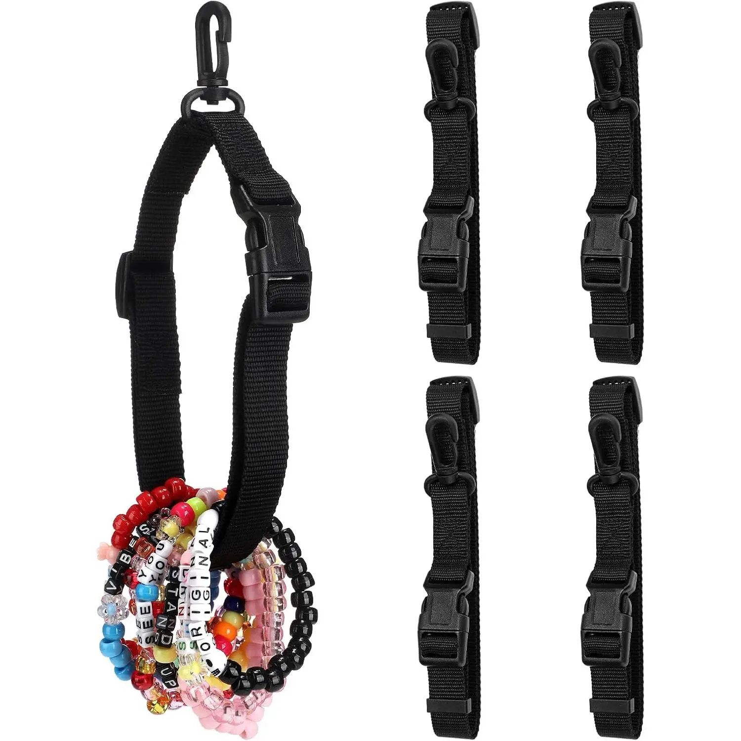 4 Pcs Kandi Bracelet Straps Kandi Cuff Rave Accessories Cargo Straps for Backpacks to Carry Bracelets at Raves Music Festivals EDM Life Party