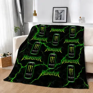 Monster Energy Blanket Lightning, Soft Fleece Flannel Throw Blanket, Cozy Comfortable Design, Perfect Gift IdeaMonster Energy Blanket Monster Blanket Energy Drink Blanket Monster Energy Throw Blanket Monster Energy Fleece Blanket Green Lightning Blanket