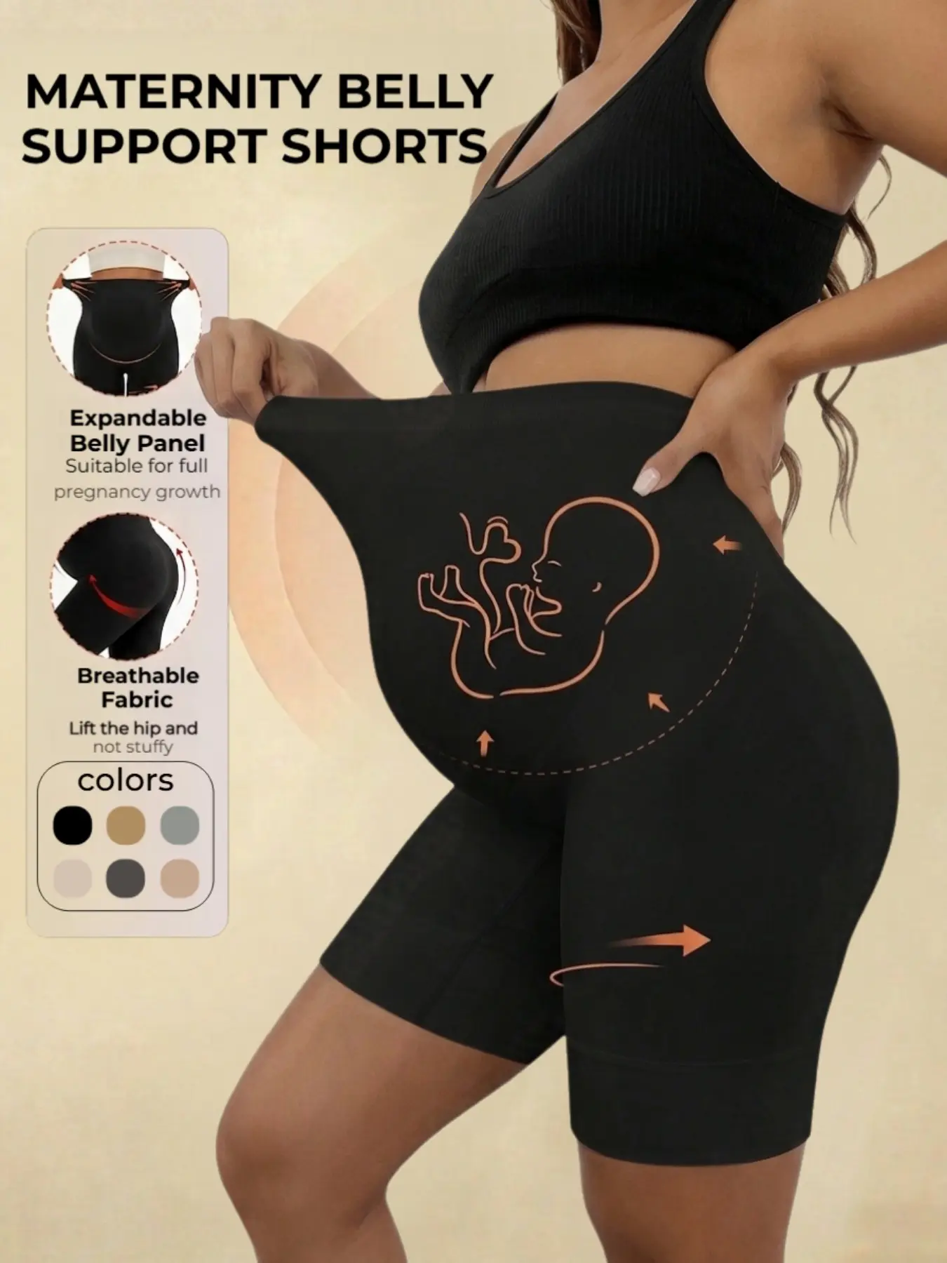 Women's High-Waist Pregnancy Shorts, Seamless Supportive Comfort, Soft Anti-Rub Design, Breathable Summer Fitness Shorts, Maternity Workout Clothes