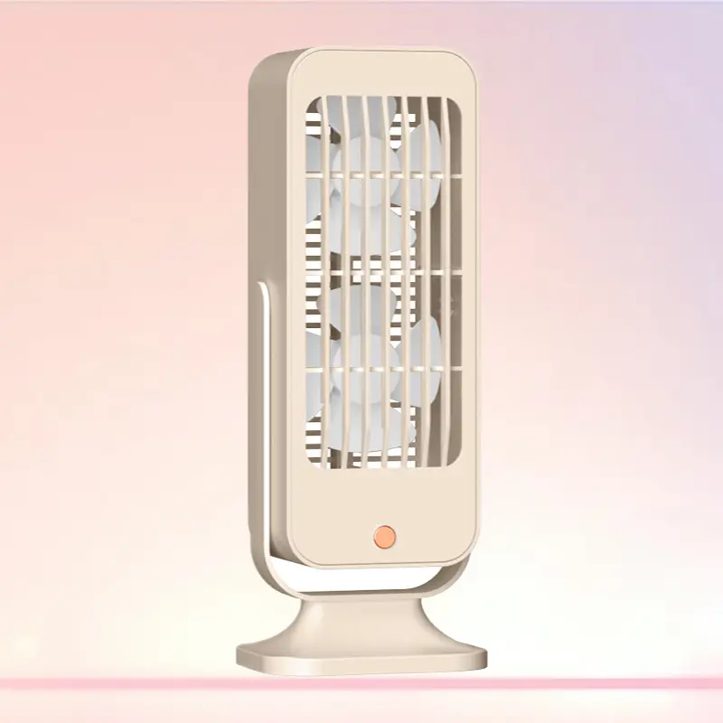 Dual-blade USB rechargeable air circulation mini desktop fan, strong airflow suitable for home, dormitory, and indoor cooling