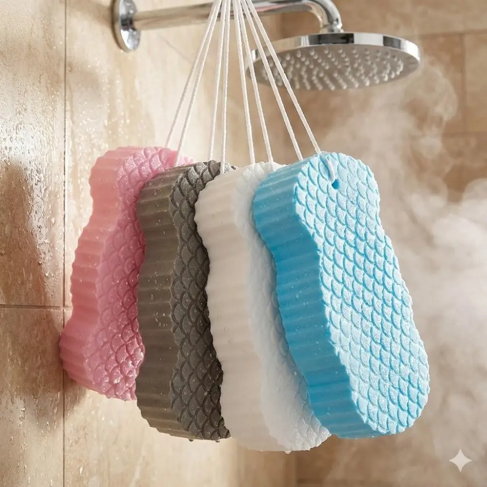 Deep Cleansing Pore Exfoliator, Natural Bamboo Charcoal Fiber Bath Brush, Soft Body Care Sponge, Reusable Antibacterial, Unisex