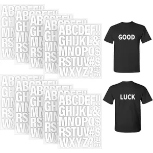 10 Sheets 440 Pieces 2 Inch White Iron on Heat Transfer Vinyl Letters A-Z PU Alphabets Sticker for Clothing Fabric Jersey T-Shirt Printing DIY Craft