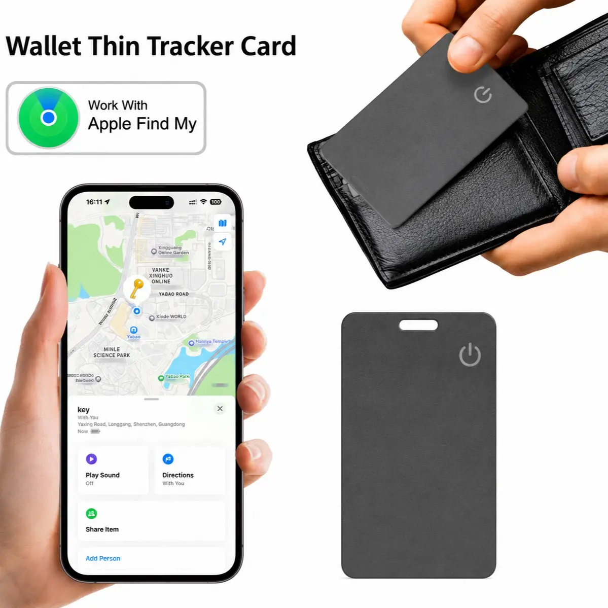 Small Wallet Tracker Card  Air tag for Find My (iOS Only), Rechargeable Wireless Tracker, Multiple Designs, Travel Gadgets, Wireless Positioning Tracker, Keys Finder, Ideal for Luggage, Pets, Keys, Elderly Tracking