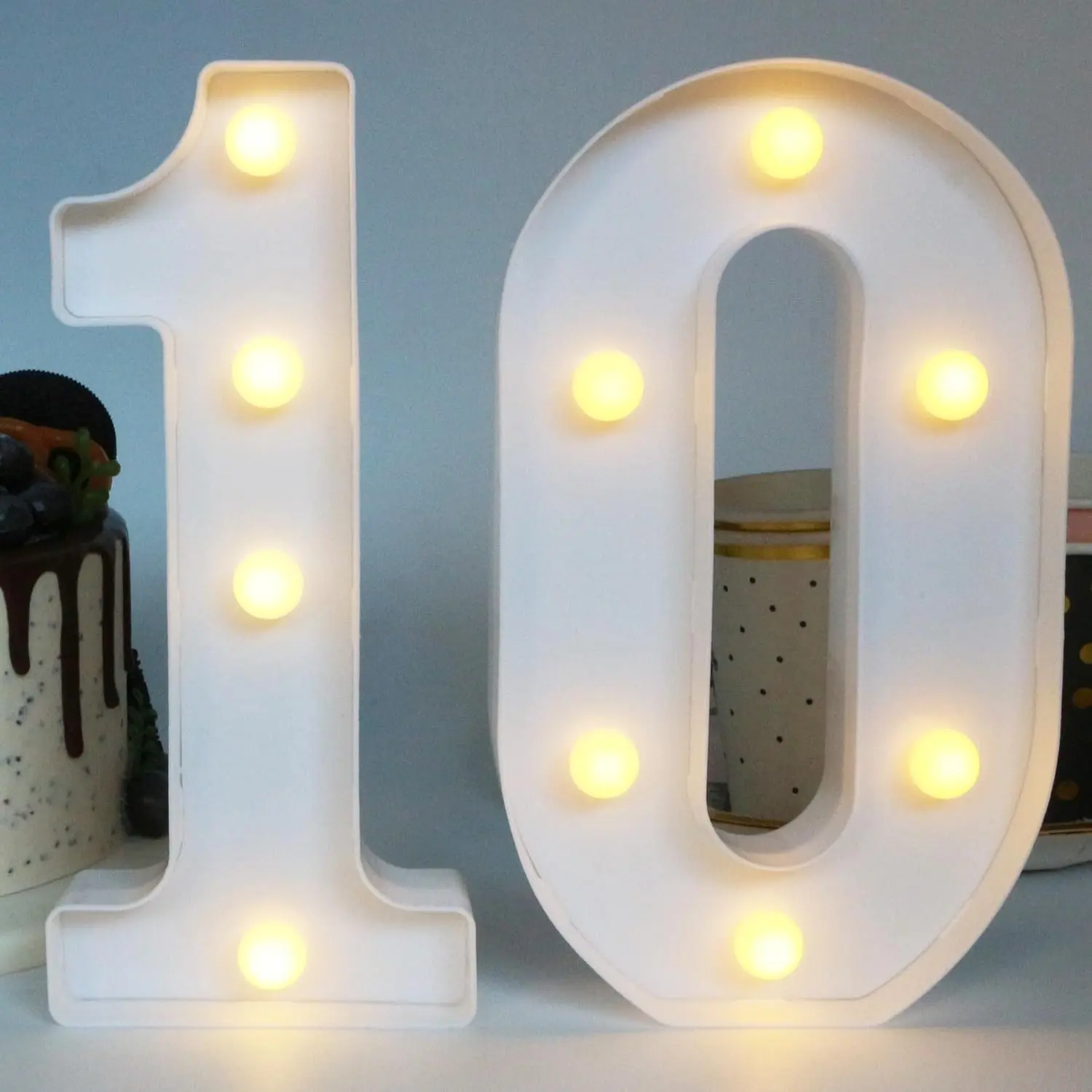 8.26 Inches Light Up Number 10 Centerpieces Table Sign Happy 10th Birthday Decorations for Girl 10 Year Anniversary Party Decor for Boy