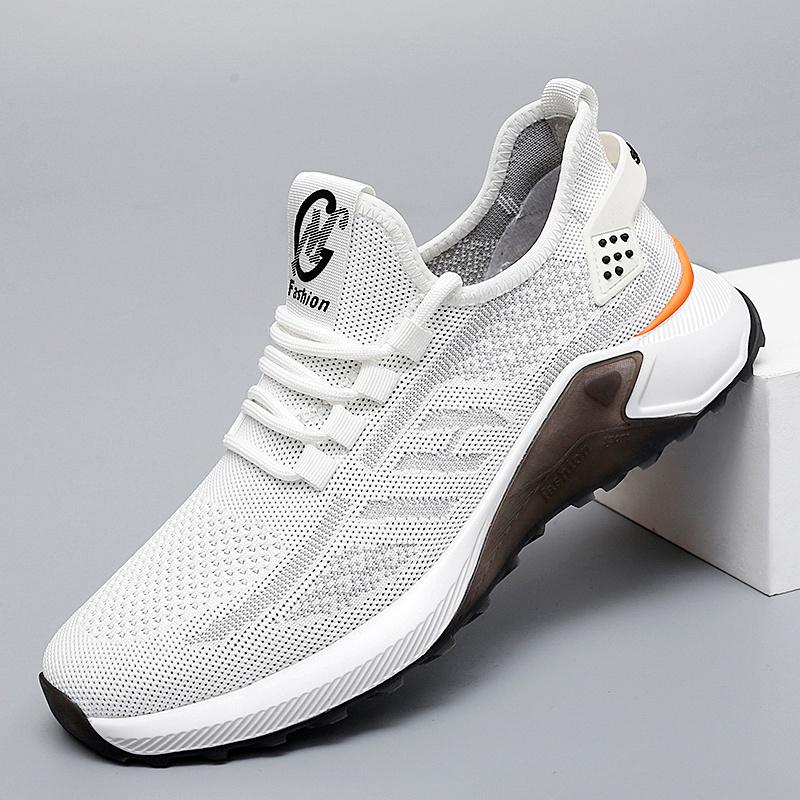 (New)Men'S Casual Running Shoes|   Comfortable Thick-Soled Shock-Absorbing Shoes with Faux Upper and Rubber Sole, Lace Closure, Pointed Toe, Suitable for All Seasons