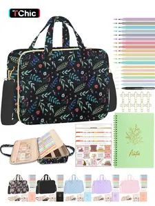 Bible Cover Case for Women, Large Bible Bag with Shoulder Strap and Handle, Bible Study Supplies Journaling Kit, Bible Highlighters and Pens No Bleed Tabs Notebook Cross Clips，Perfect Bible set for accessorizing and for gift giving and back-to-school seas