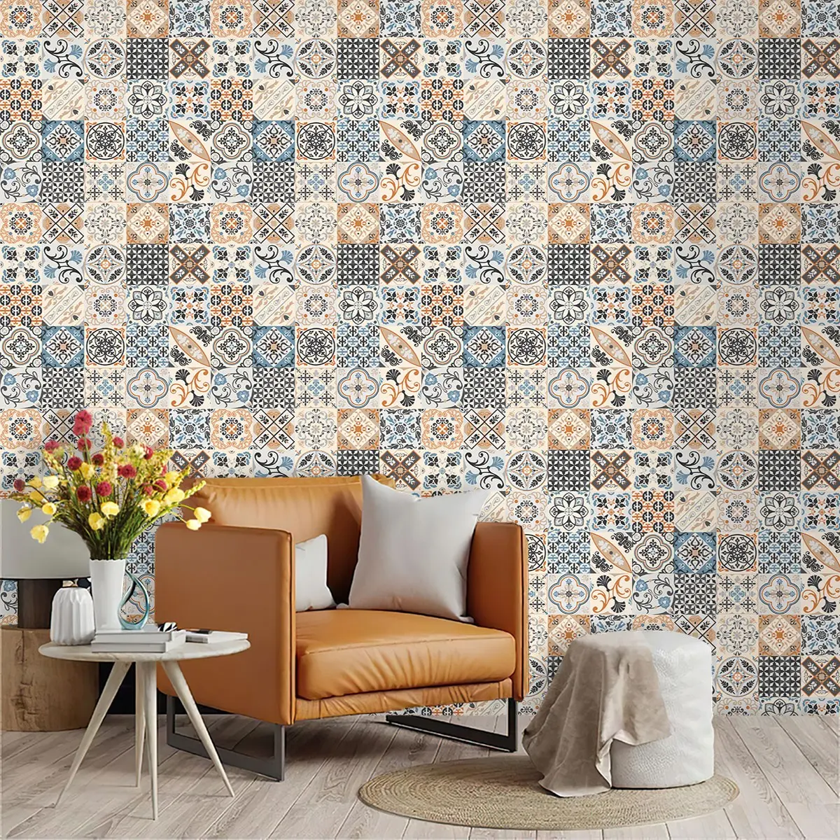 Vintage Floral Wallpaper Roll, PVC Mould-Proof, Peel-And-Stick, Ideal for Kitchen/living Room/bedroom, Large Area Wall Decoration