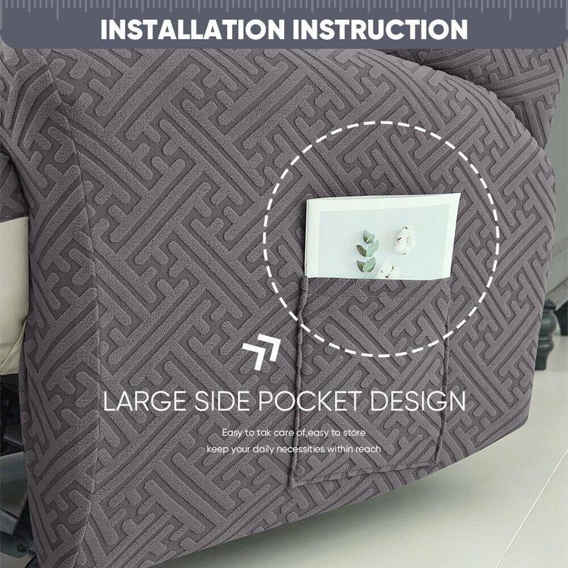 1/2/3 Seater Solid Color Elastic Washable Recliner Cover, Stretch Jacquard Armchair Covers Couch Slipcover With Pocket for Home Living Room Office 1/2/3 Seater Solid Color Elastic Washable Recliner Cover, Stretch Jacquard Armchair Covers Couch Slipcover With Pocket for Home Living Room Office