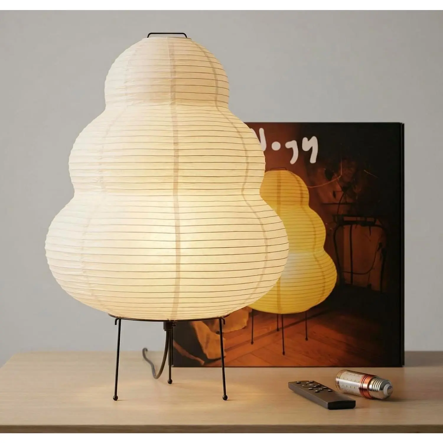 Rice Paper Lamp • Japanese Paper Lantern Lamp • Japanese Japandi Floor/Table Lamp for Soft Ambient Lighting