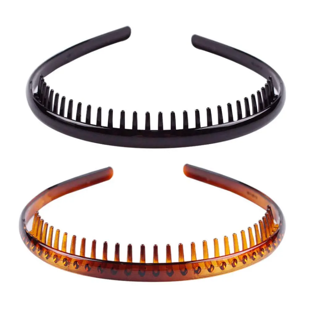 Set of 2 Fashion Plastic Headband  Comb Hairband Hair Hoop Accessory for Women's Lady Girls (Black +Brown)
