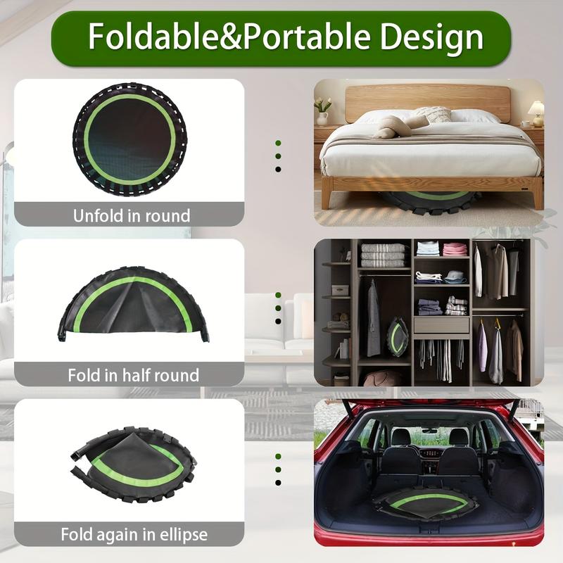 Fitness Trampoline High-Quality 40" Collapsible Mini Trampoline,- Stable & Quiet for Indoor/ Trampoline for Outside adjustable foam handle fitness rebounder exercise trampoline Home Workout Equipment Calisthenics Tools