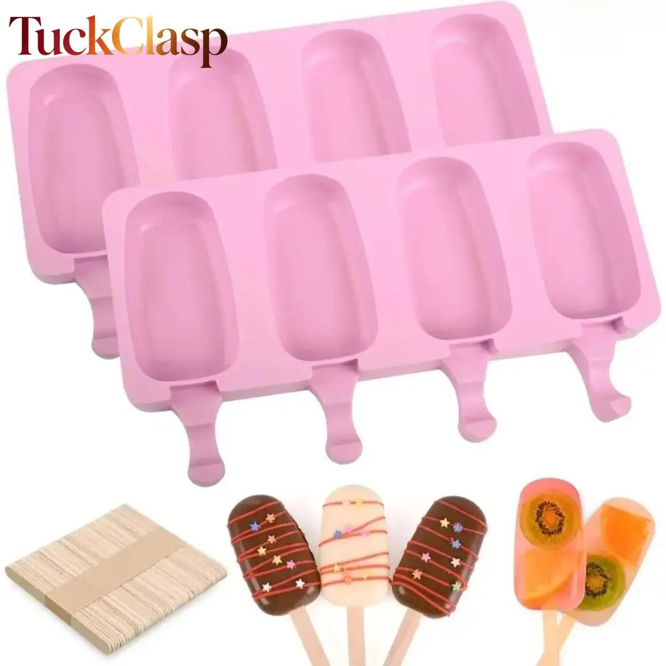 BPA-Free Silicone Popsicle Mold Set, 52-Piece Kit with 2 Easy-Release Nonstick Molds & 50 Reusable Sticks, DIY Ice Cream, Popsicle & Cakesicle Making Set for Homemade Frozen Treats, Summer Kitchen Fun & Family Activities