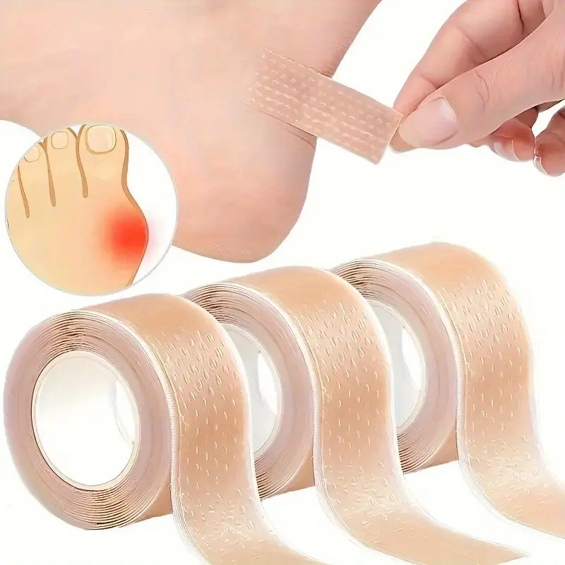 3 Rolls Silicone Gel Blister Bandages - Transparent Heel Protector Tape for Foot, Hand & Toe, Shoe Friction, Blister, Flexible & Breathable Adhesive Pads, Foot Care Essentials | Transparent Bandages | Breathable Design, Shoe Pads, Breathable Sports Tape