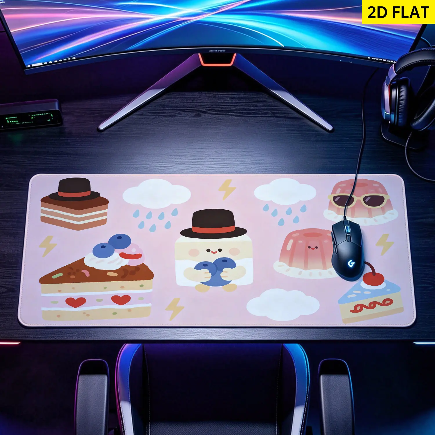 Extra Large cute dessert and jelly Mouse Pad,Non Slip Rubber Pad,Desktop Decoration Drotection Pad,Washable,Lock Edge Multi Size,Premium Multipurpose Mousepad For Office,Workstation,Gift for Family and Friends