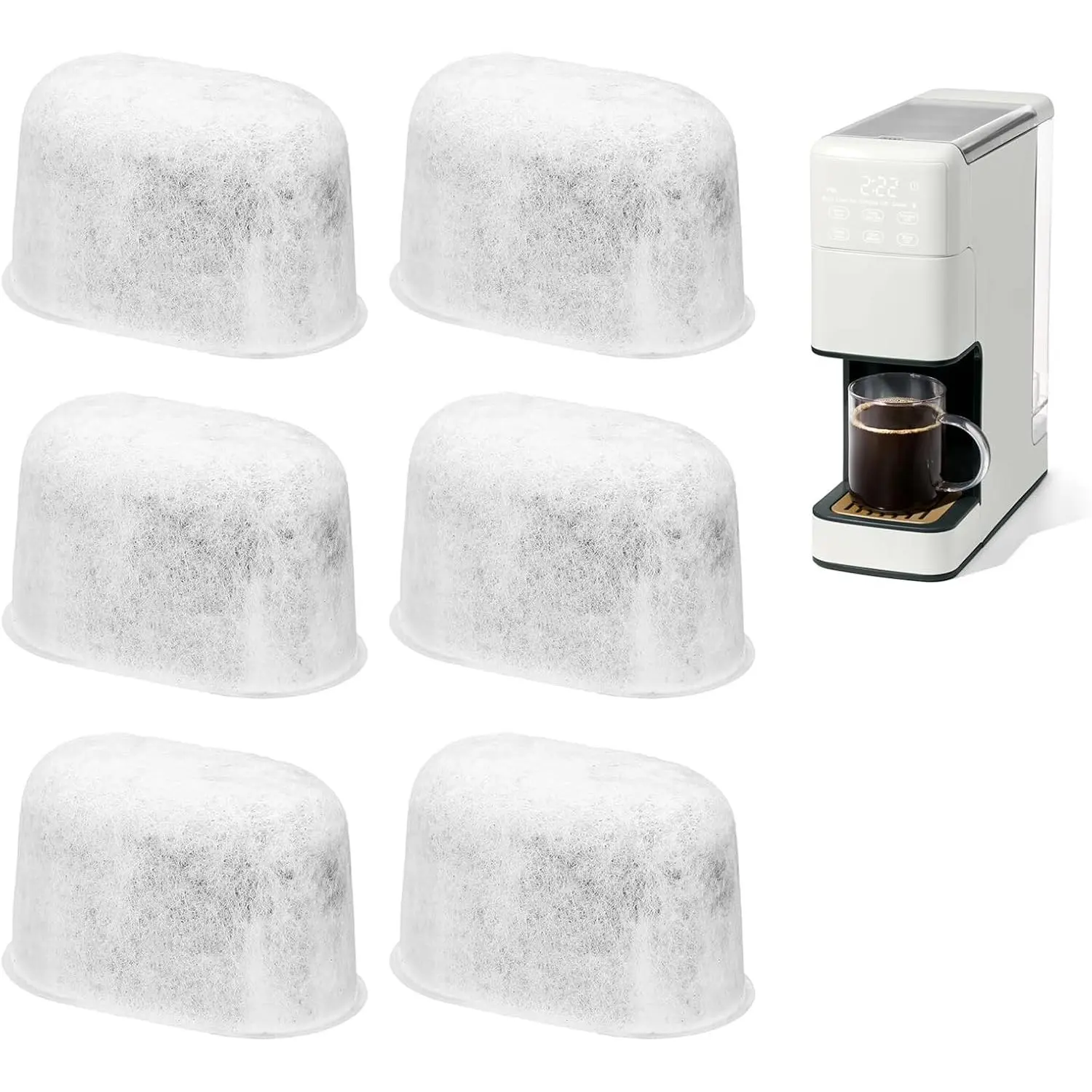 6 Pack Replacement Coffee Filters Compatible with Drew Barrymore Coffee Maker, Charcoal Water Filters for Beautiful DrewBarrymore Coffee Machines