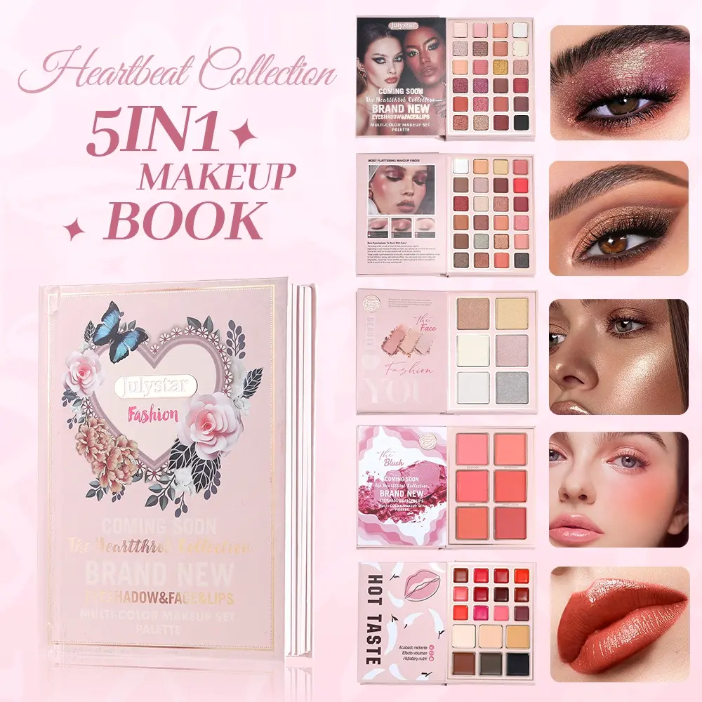 Beginner Friendly All In One Makeup Book Makeup Combo, Beauty Set, Neutral Warm Tone Eyeshadow Palette, Natural Blush Highlighter, Long Lasting Lip Concealer Eyebrow Gel Makeup Set