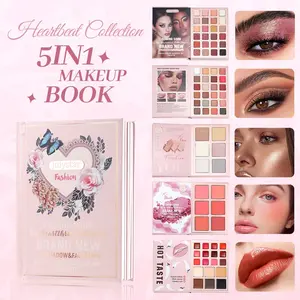 Beginner Friendly All In One Makeup Book, Neutral Warm Tone Eyeshadow Palette, Natural Blush Highlighter, Long Lasting Lip Concealer Eyebrow Gel Makeup Set