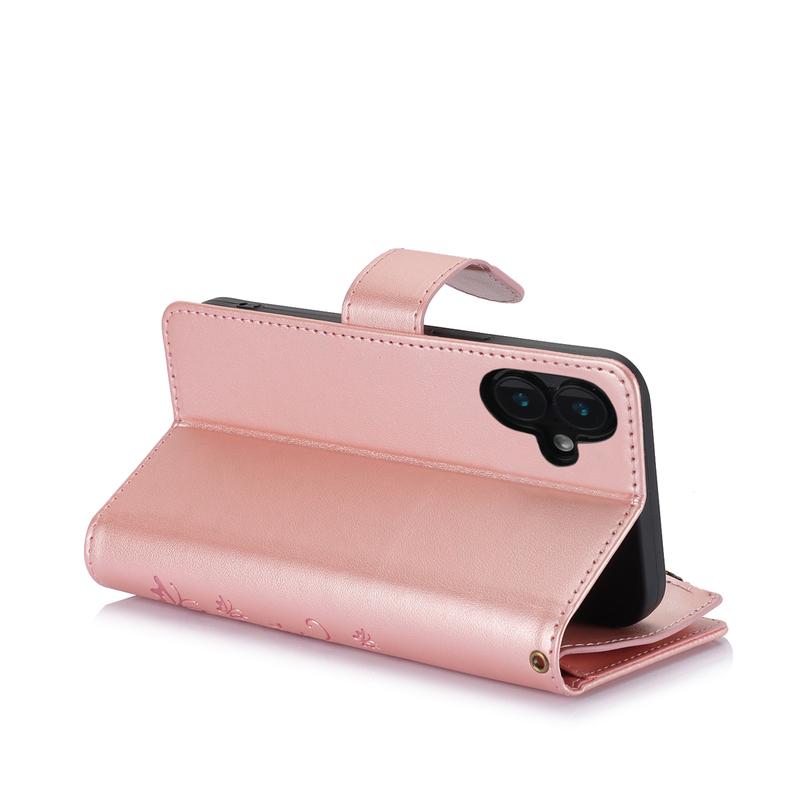 HISTORYOO For iPhone 17 Pro Max Air 17 16 15 14 Plus 13 12 Pro Phone Case Lanyard Cute Floral Embossed Butterfly Wallet Wrist Strap 6 Card Slots Standing Function Zipper Pocket Soft PU Leather Flip Fold Stand Magnetic Closure Protective Cover Women Girls