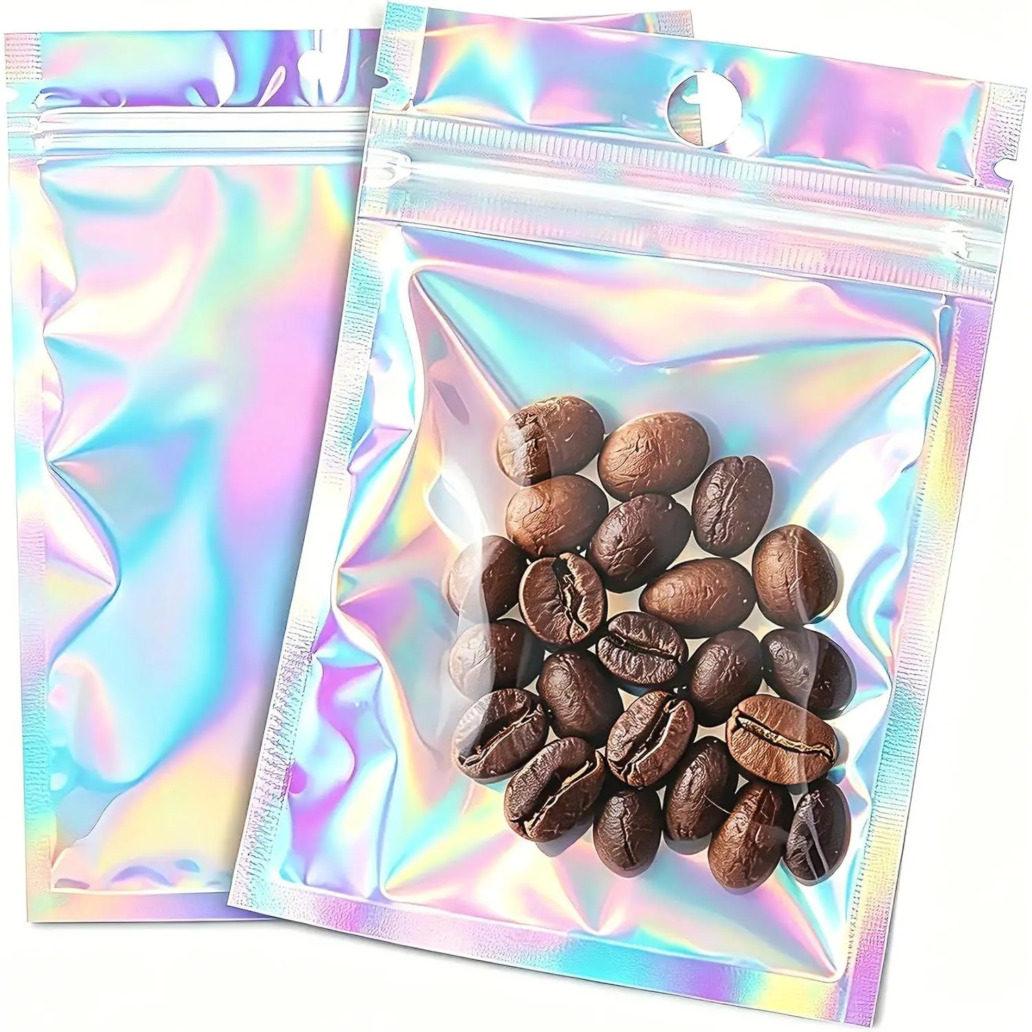 100 count Holographic Packaging Bags, 2.7x3.9 inch Resealable Foil Pouch | Mylar Sample Bag  for Small Business and Party Favor  Storage Favors, Small Business Packaging