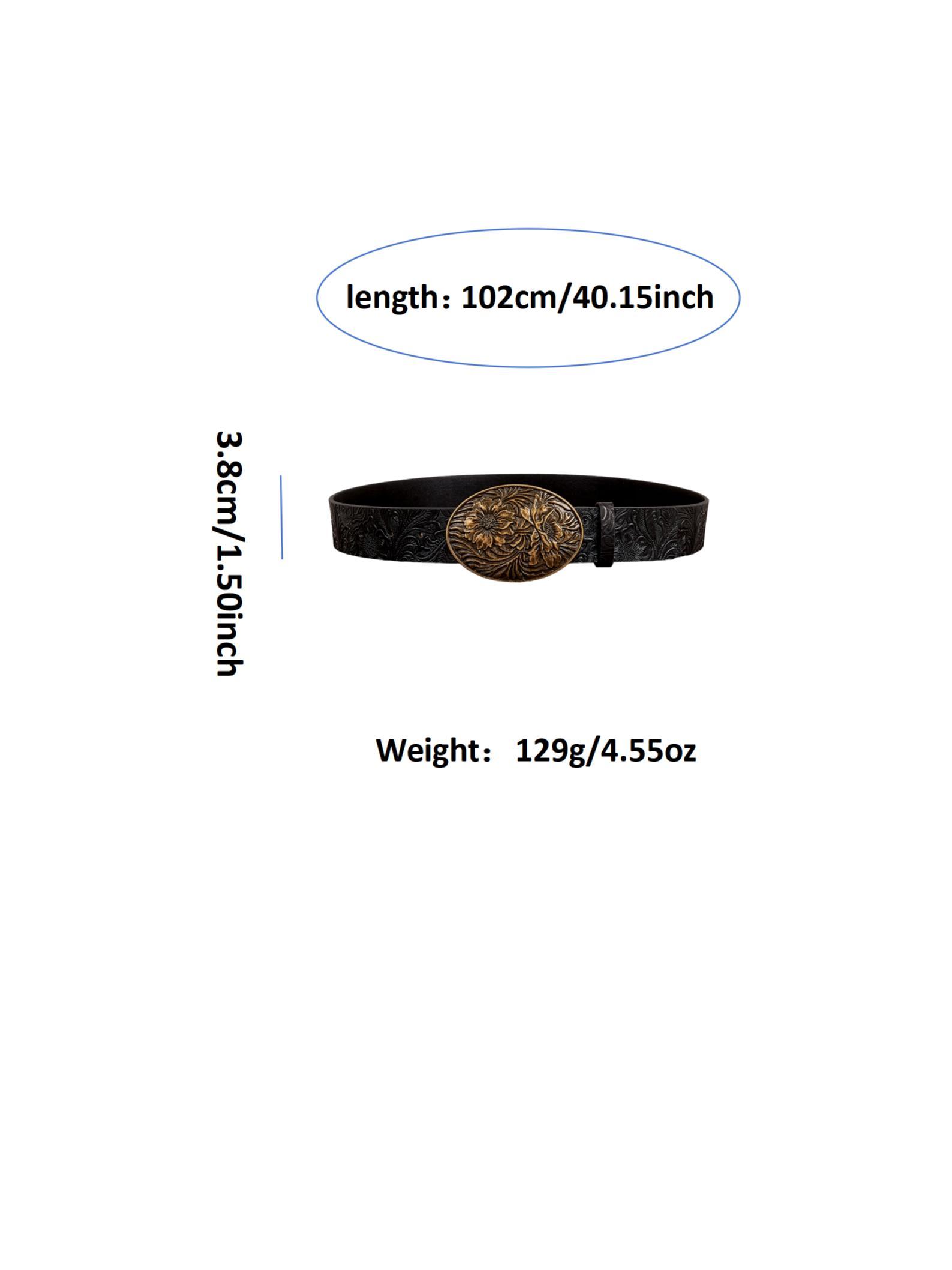 Women's Vintage Flower Embossed PU Buckle Belt, Fashion Belts, Western Style Belt for Daily Clothing Decor, Trendy All-match & Exquisite Belt for Birthday Gift, Cowboy Belt, Cowgirl Belt