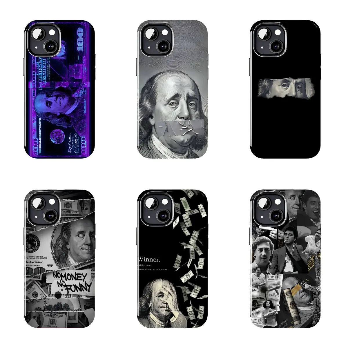 Benjamin Franklin Money Hustle TPU Phone Case - Full Protection Mobile Accessory with Precise Cutout for iPhone 11-17 Pro Max/Plus, Samsung Galaxy S23-25 Devices, Accessories, Full Cover