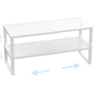 Expandable Adjustable Stackable Kitchen Organizer,Pantry Storage Shelves Racks,for cabinets Shelf, Kitchens, countertops, bathrooms,RV(2Packs/White,Medium)
