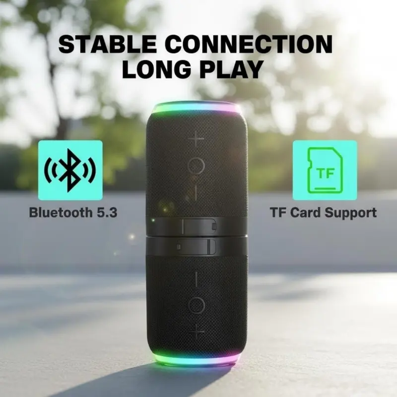 2-in-1 portable wireless stereo speakers, magnetic detachable Bluetooth 5.4 speakers, 360 degree true wireless stereo (TWS), dynamic RGB lighting, 12-hour battery life, Multifunctional speaker, ideal for home, outdoor use, or travel