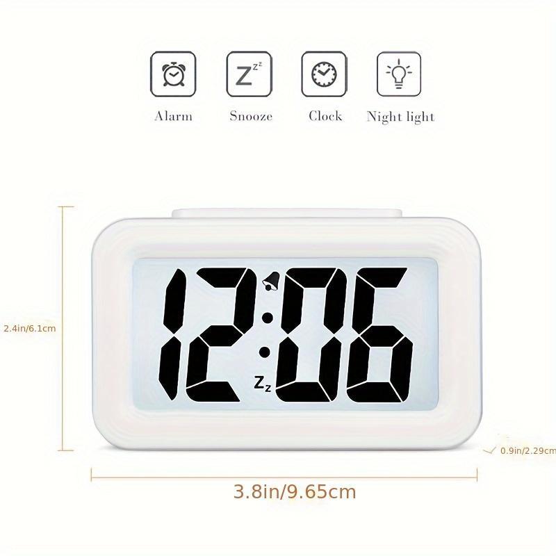 Creative Night Light Smart Alarm Clock, Bedside Silent LED Clock with Adjustable Brightness, Battery Operated Desk Clock for Bedroom, Home, Office, Dorm Room