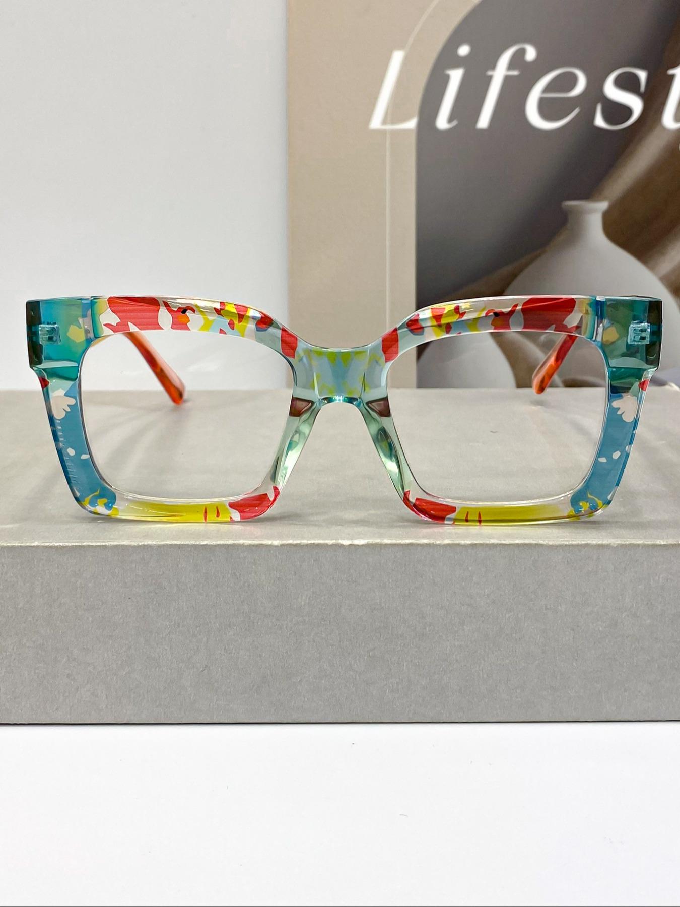 New Classic Bohemian Large Frame Square Fashion Mirror, High-Quality Multi-Color Trendy Street Style Square Frames Glasses for Men & Women Daily Wear Stylish Trendy Eyewear