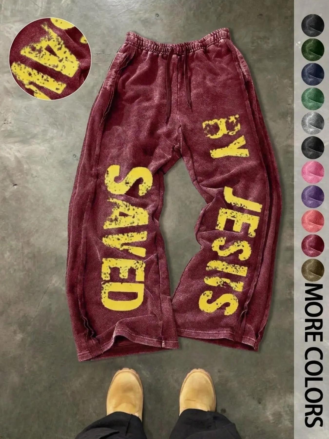 American Style Fall Winter Casual Sweatpants, Letter Pattern Design, Drawstring Waist, Comfortable Breathable Warm, Trendy Home Wear