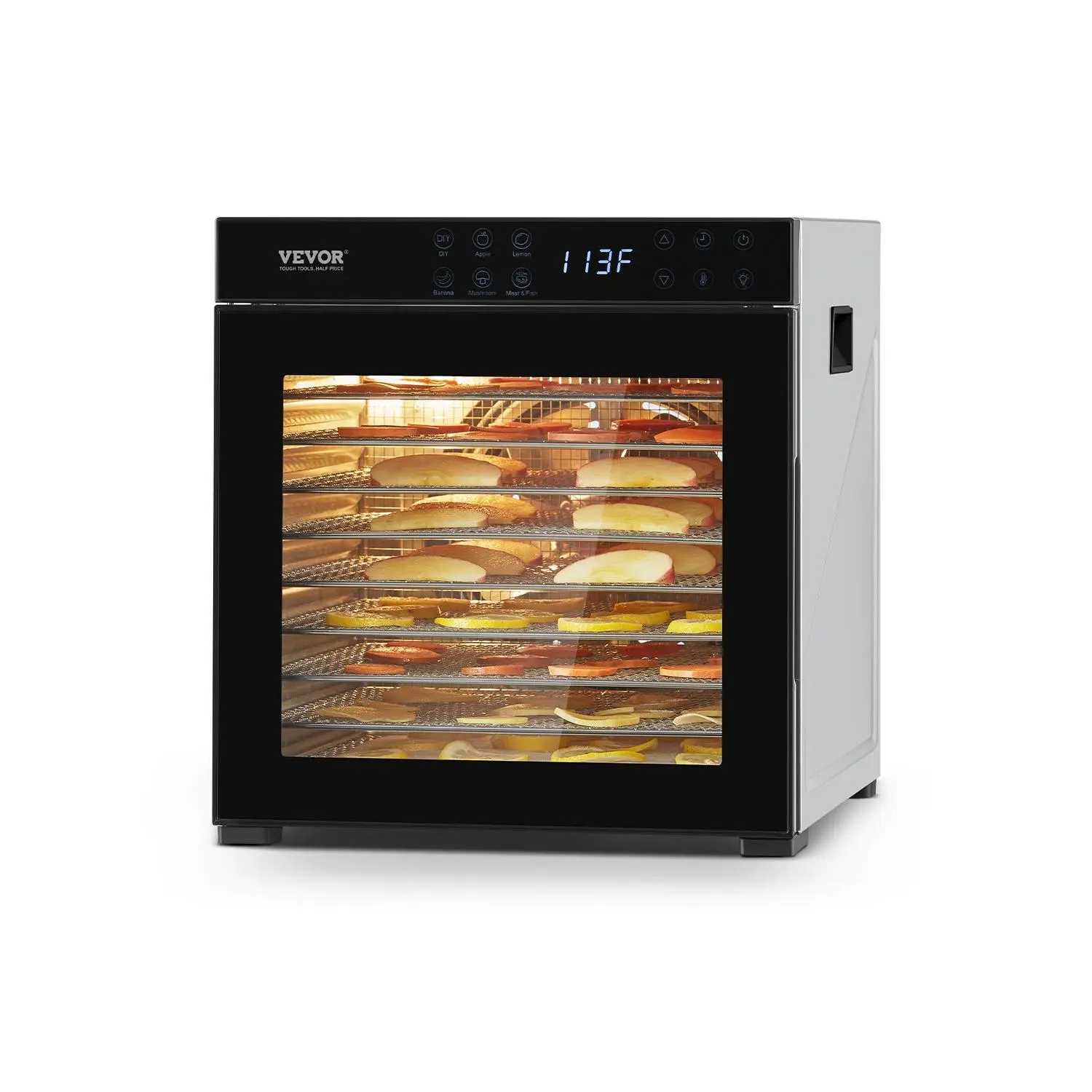 VEVOR Food Dehydrator Machine, 10 Stainless Steel Trays, 1000W Electric Food Dryer with Adjustable Temperature 24-Hour Timer, Food-Dehydrator for Jerky, Meat, Fruit, Vegetables, Herbs, Dog Treats