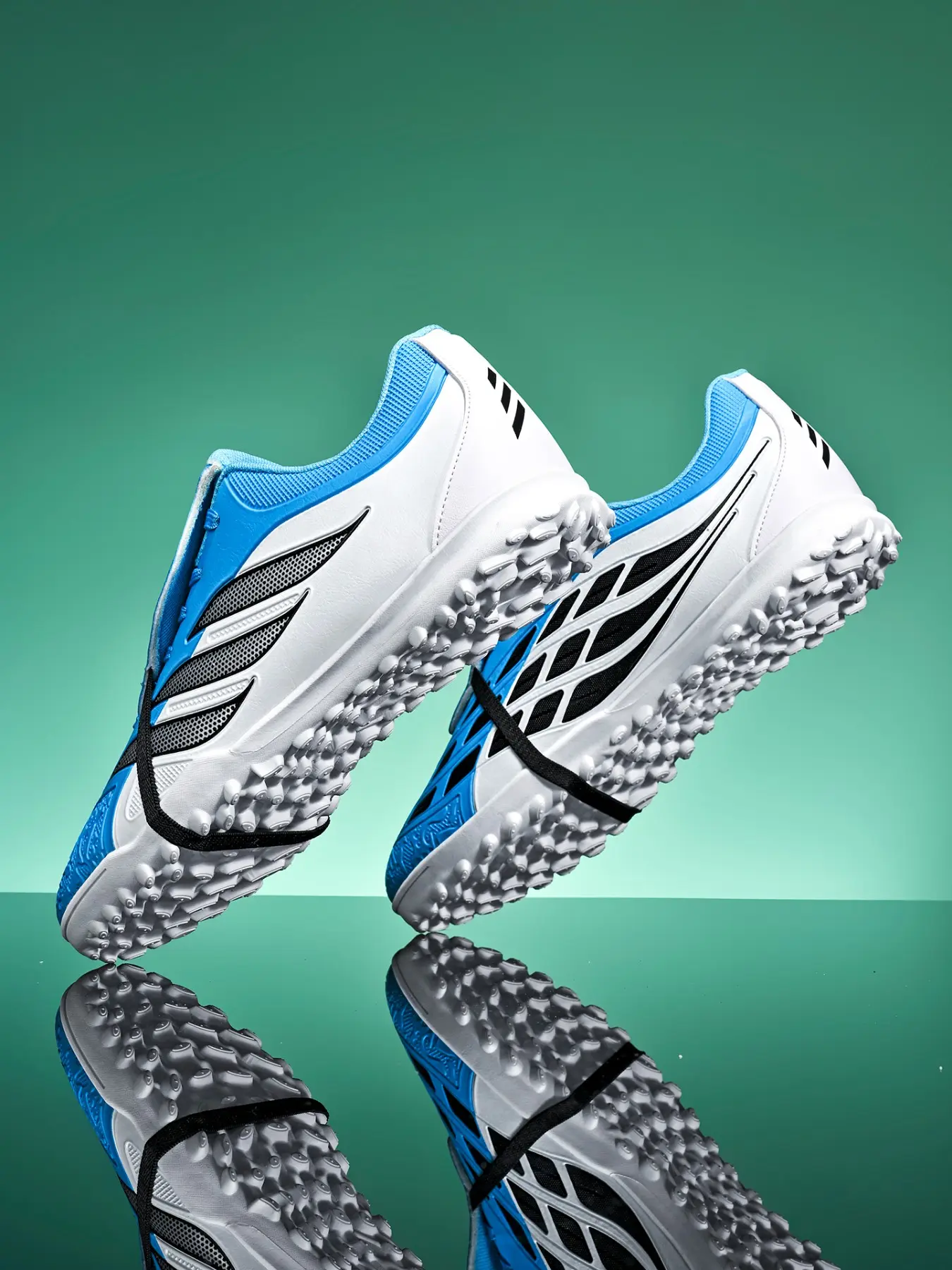 Unisex All-Terrain Soccer Shoes, PU Leather, Rubber Sole, Sporty Style, Geometric Pattern, Sizes 35-45, for Daily Play & Training, Soccer Cleats