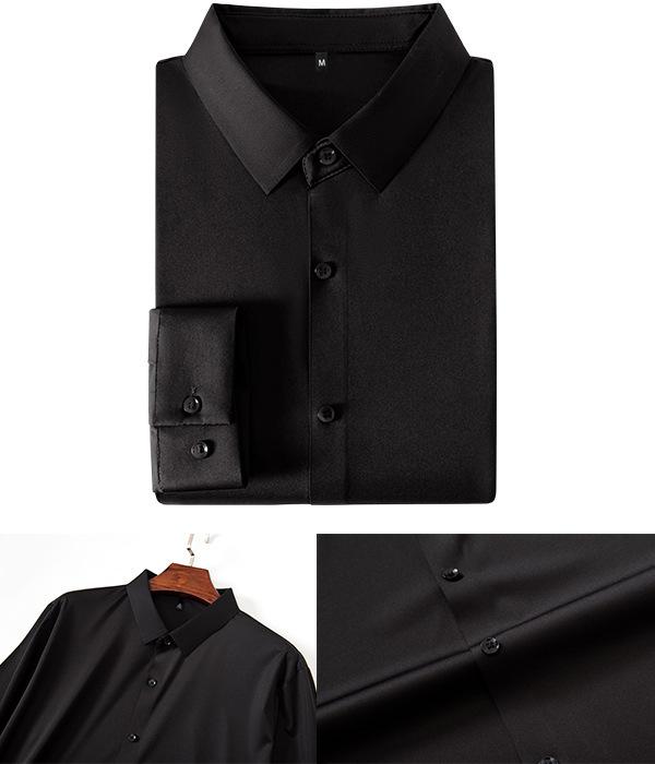 [Seamless & High-Stretch] Cross-Border Bestseller: Men's Solid-Color 4-Way Stretch Shirt - Non-Iron, Wrinkle-Resistant, European Sizing (Business Casual)