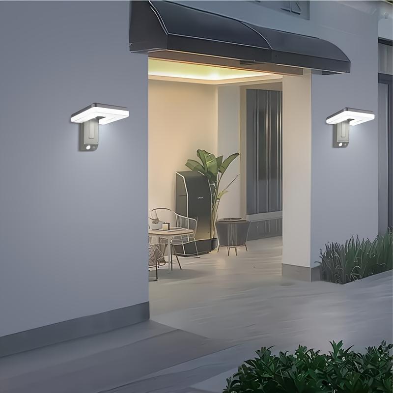 Solar Powered Outdoor Wall Light, Motion-Sensor Wall Light, 120° Wide Angle Lighting Floodlight, Security Light for Garden, Backyard, Garage, Front Fence