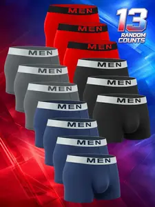 13pcs random men's flat cornered underwear, fashion and comfort, Lightweight sports underwear, Suitable for wearing in all seasons, at home, casual Men's underwear, Suitable for participating in various activities, Men's four cornered underwear.
